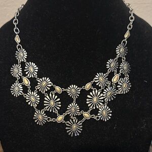 Lucky Brand Silver and Gold Floral Necklace